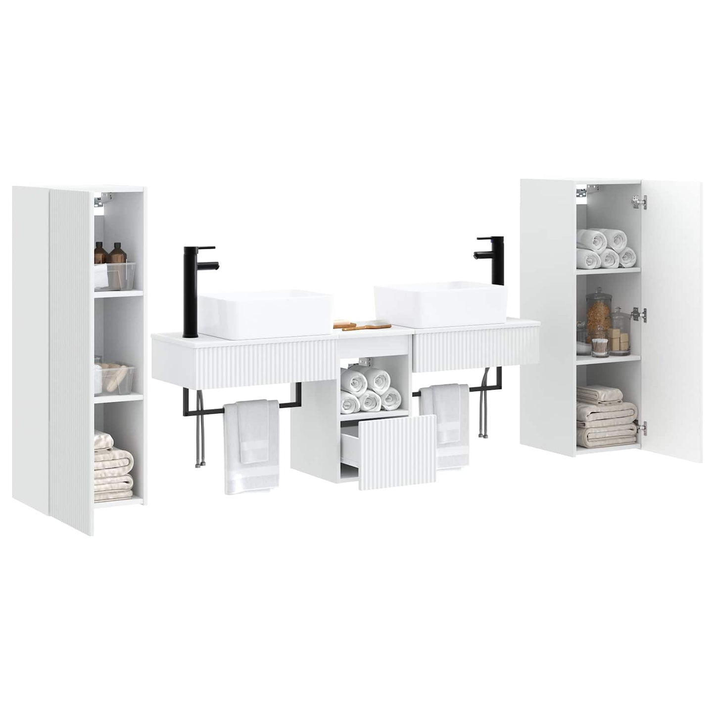 Badkamermeubelset 5 st Wit 33 x 34,5 x 100 cm Bewerkt hout