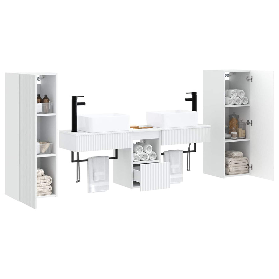 Badkamermeubelset 5 st Wit 33 x 34,5 x 100 cm Bewerkt hout