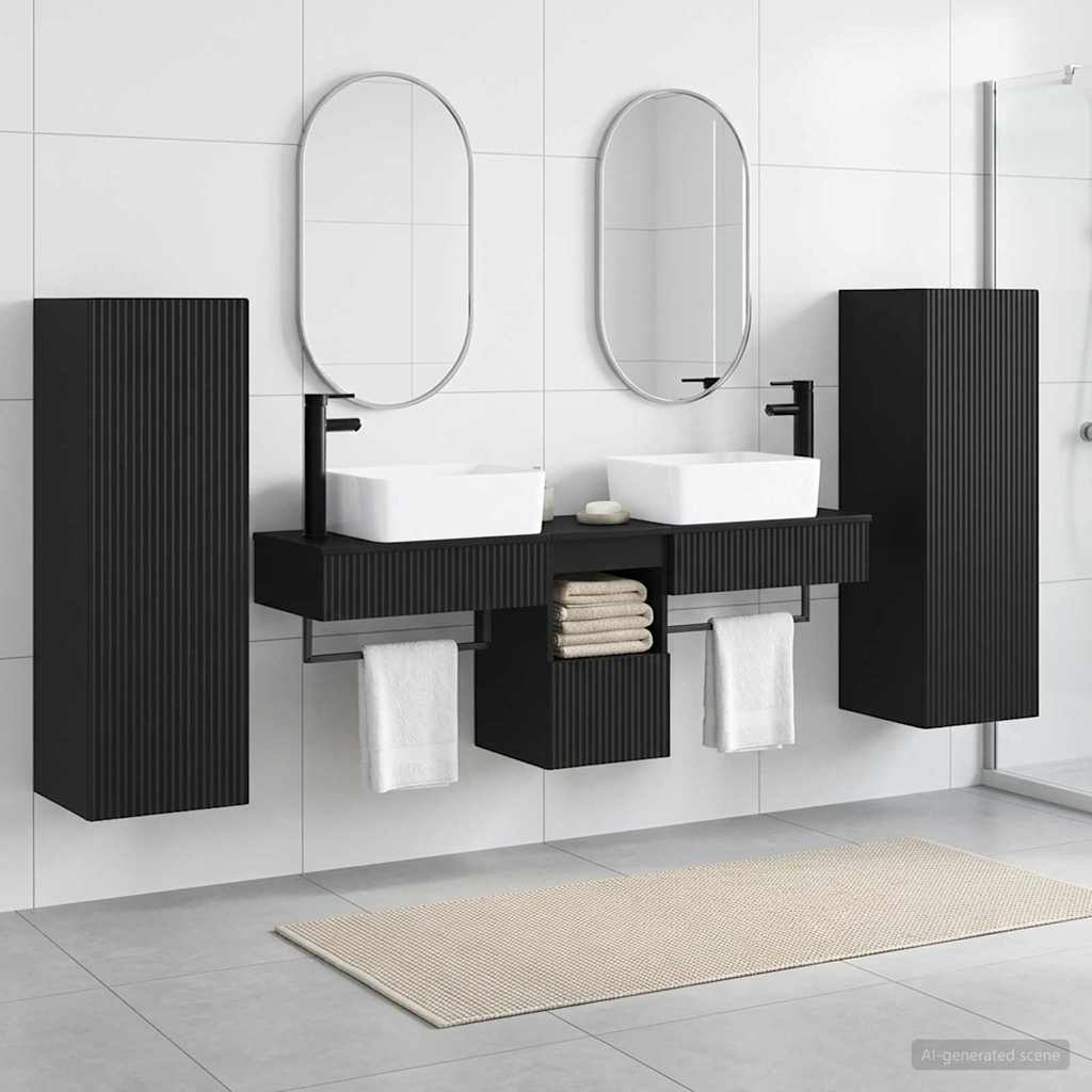 Badkamermeubelset 5 st Zwart 33 x 34,5 x 100 cm Bewerkt hout