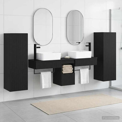 Badkamermeubelset 5 st Zwart 33 x 34,5 x 100 cm Bewerkt hout