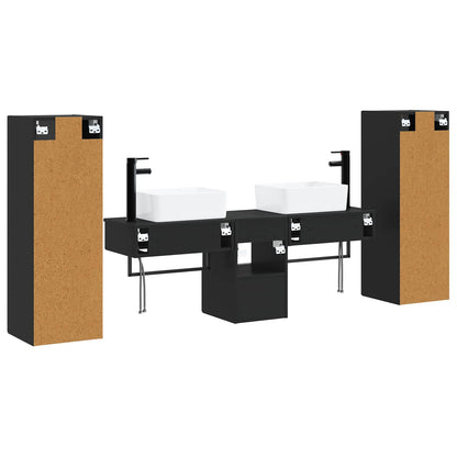 Badkamermeubelset 5 st Zwart 33 x 34,5 x 100 cm Bewerkt hout