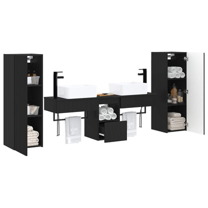 Badkamermeubelset 5 st Zwart 33 x 34,5 x 100 cm Bewerkt hout
