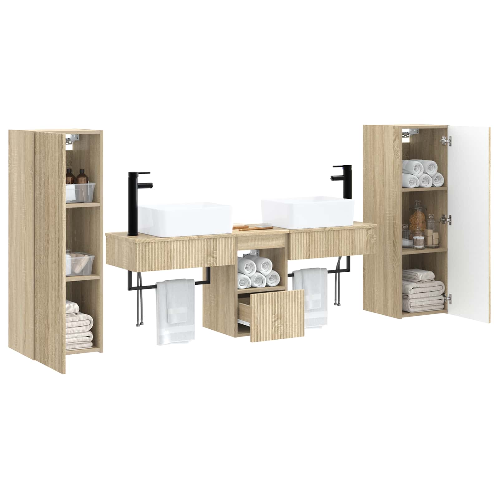 Badkamermeubelset 5 st Sonoma Eiken 33 x 34,5 x 100 cm