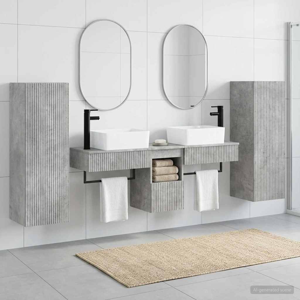 Badkamermeubelset 5 st Betongrijs 33 x 34,5 x 100 cm