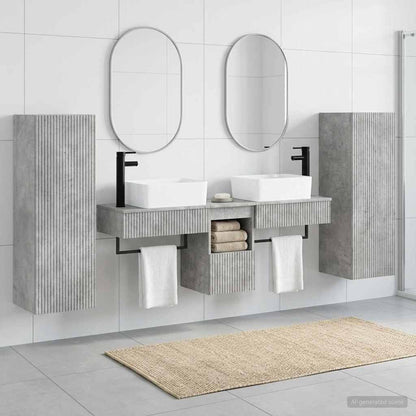 Badkamermeubelset 5 st Betongrijs 33 x 34,5 x 100 cm