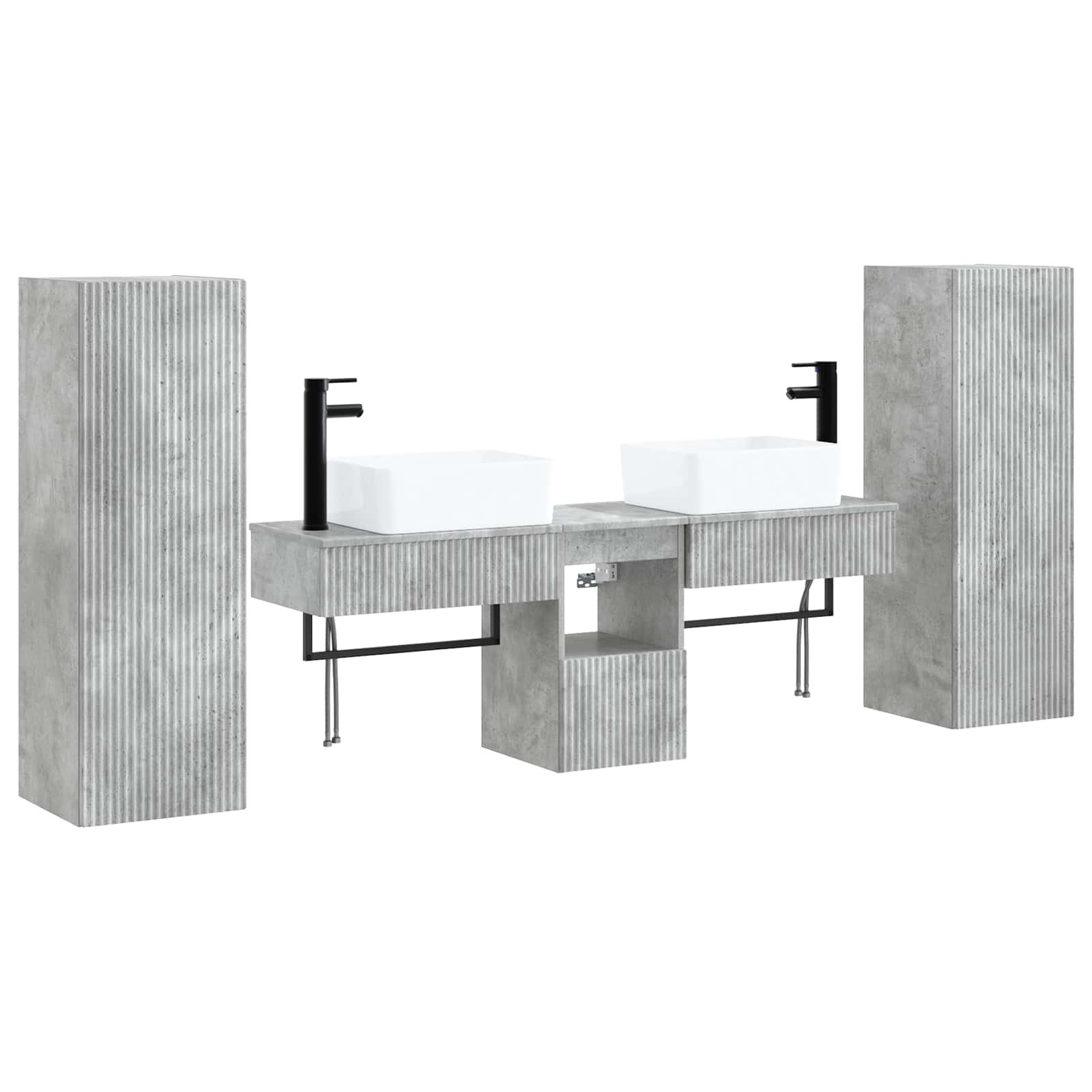 Badkamermeubelset 5 st Betongrijs 33 x 34,5 x 100 cm