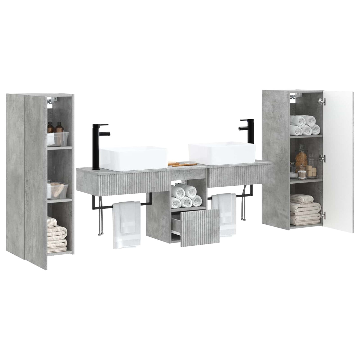 Badkamermeubelset 5 st Betongrijs 33 x 34,5 x 100 cm