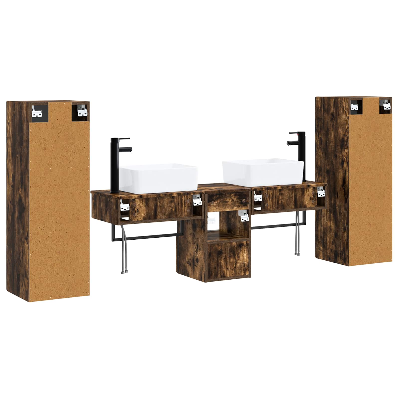 Badkamermeubelset 5 st Gerookt eiken 33 x 34,5 x 100 cm