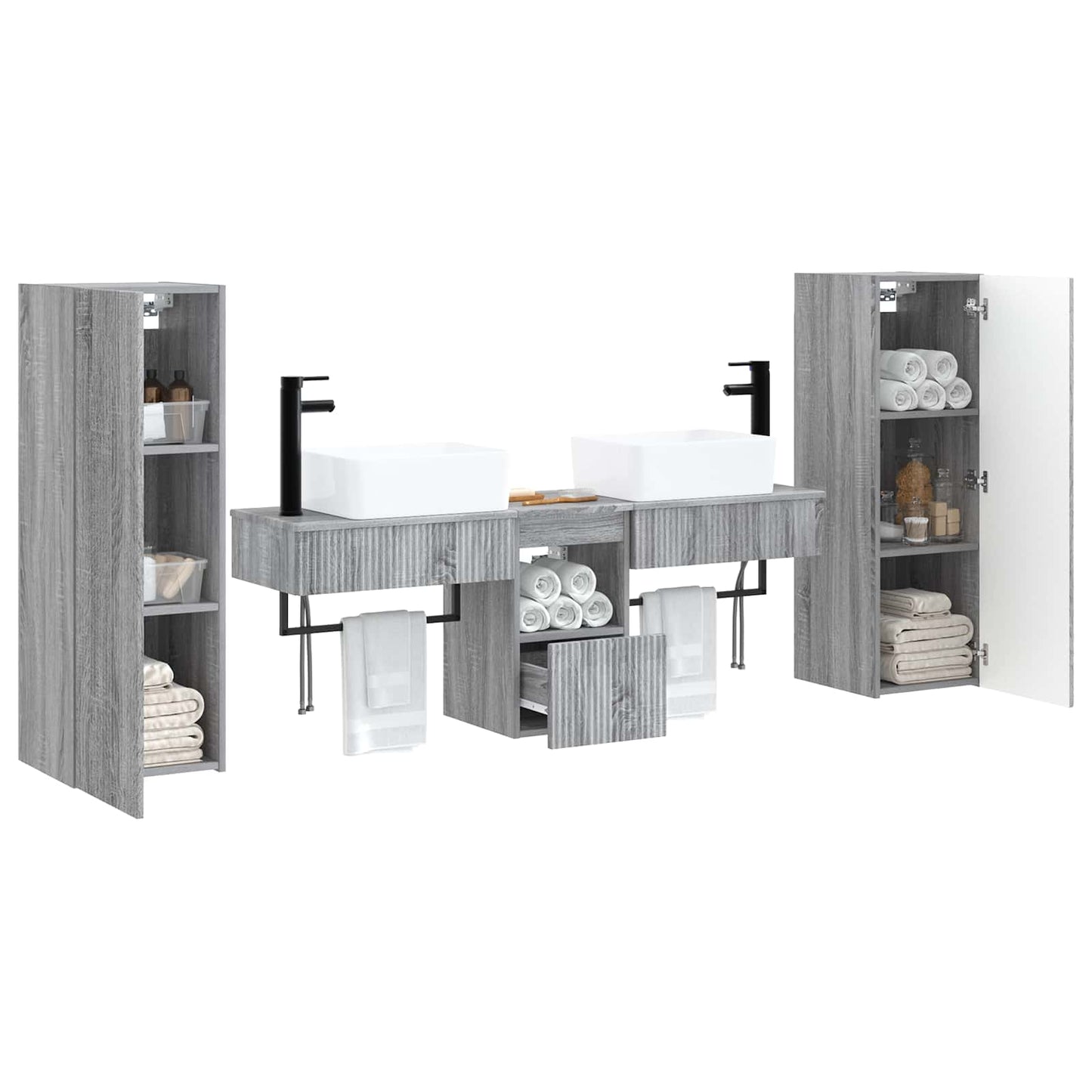 Badkamermeubelset 5 st Grijs Sonoma 33 x 34,5 x 100 cm