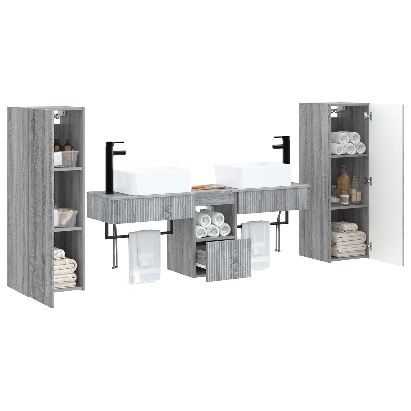 Badkamermeubelset 5 st Grijs Sonoma 33 x 34,5 x 100 cm