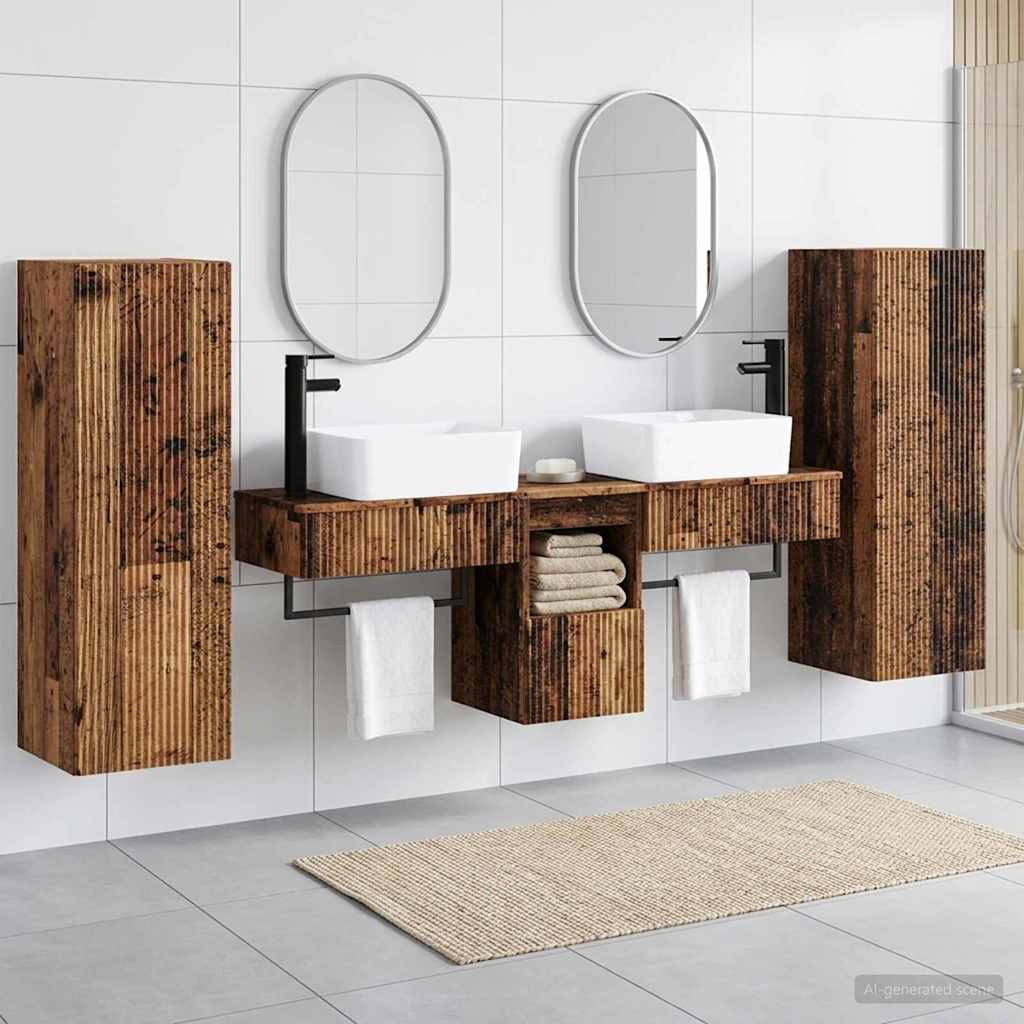 Badkamermeubelset 5 st Oud hout 33 x 34,5 x 100 cm Bewerkt hout