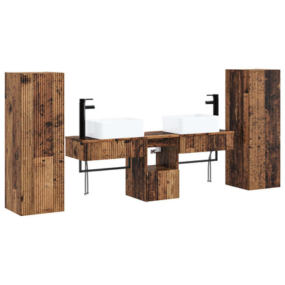 Badkamermeubelset 5 st Oud hout 33 x 34,5 x 100 cm Bewerkt hout