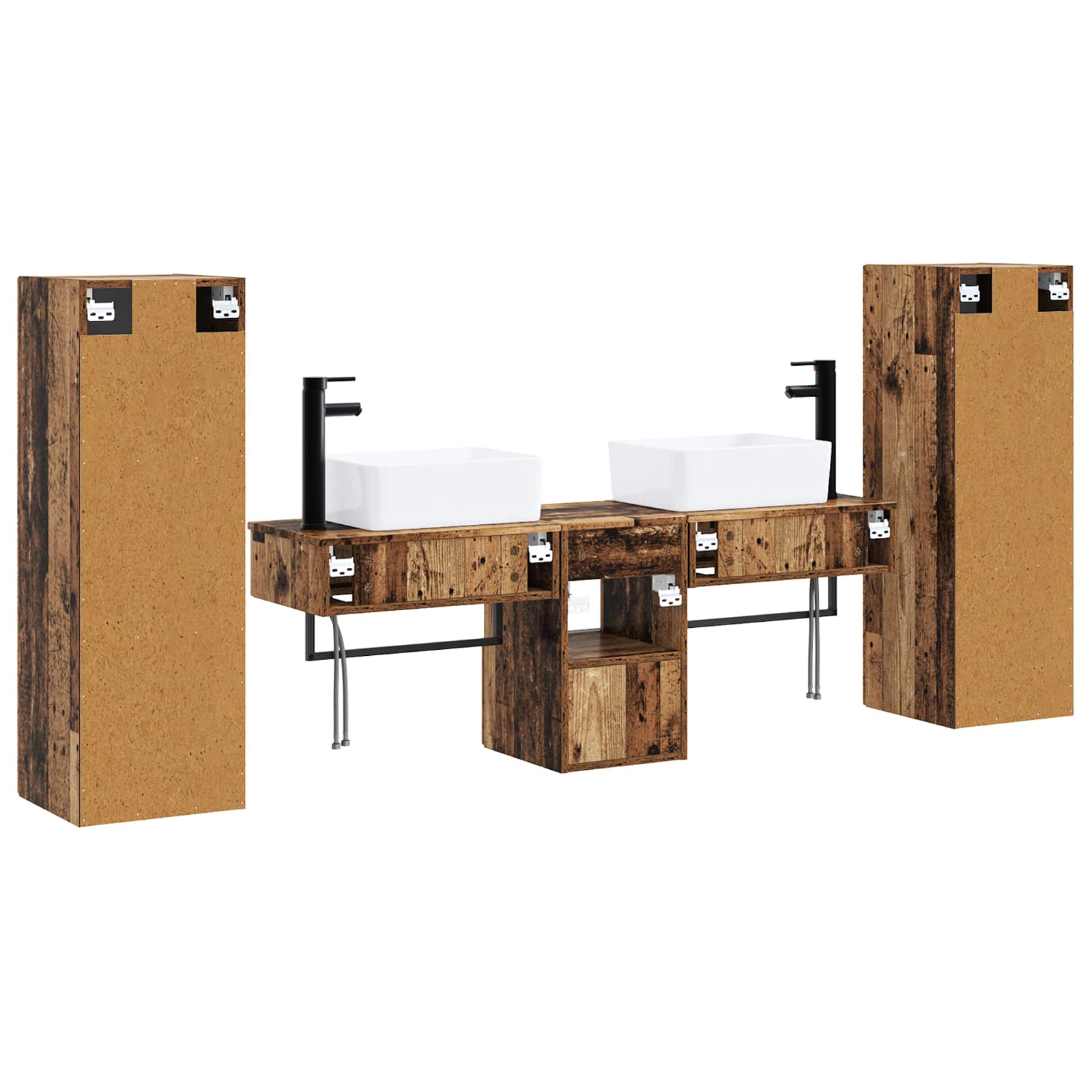Badkamermeubelset 5 st Oud hout 33 x 34,5 x 100 cm Bewerkt hout
