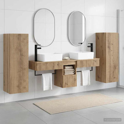 Badkamermeubelset 5 st Artisanaal eiken 33 x 34,5 x 100 cm