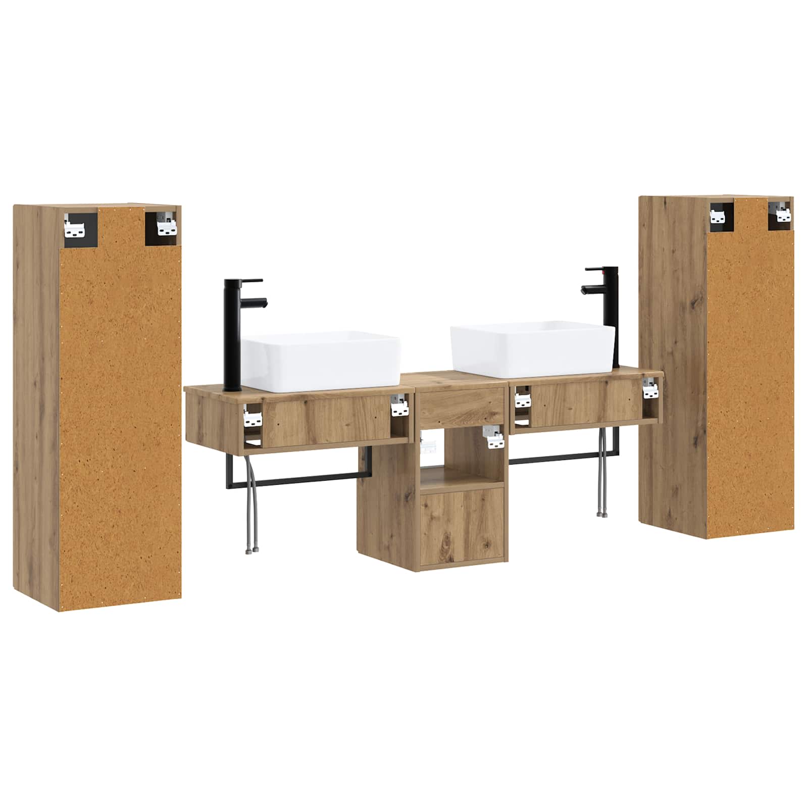Badkamermeubelset 5 st Artisanaal eiken 33 x 34,5 x 100 cm
