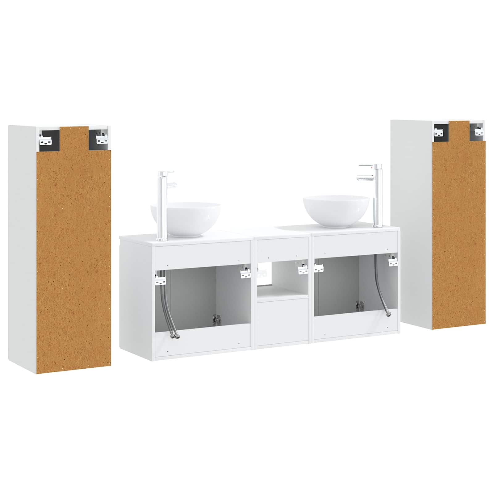 Badkamermeubelset 5 st Wit 33 x 34,5 x 100 cm Bewerkt hout