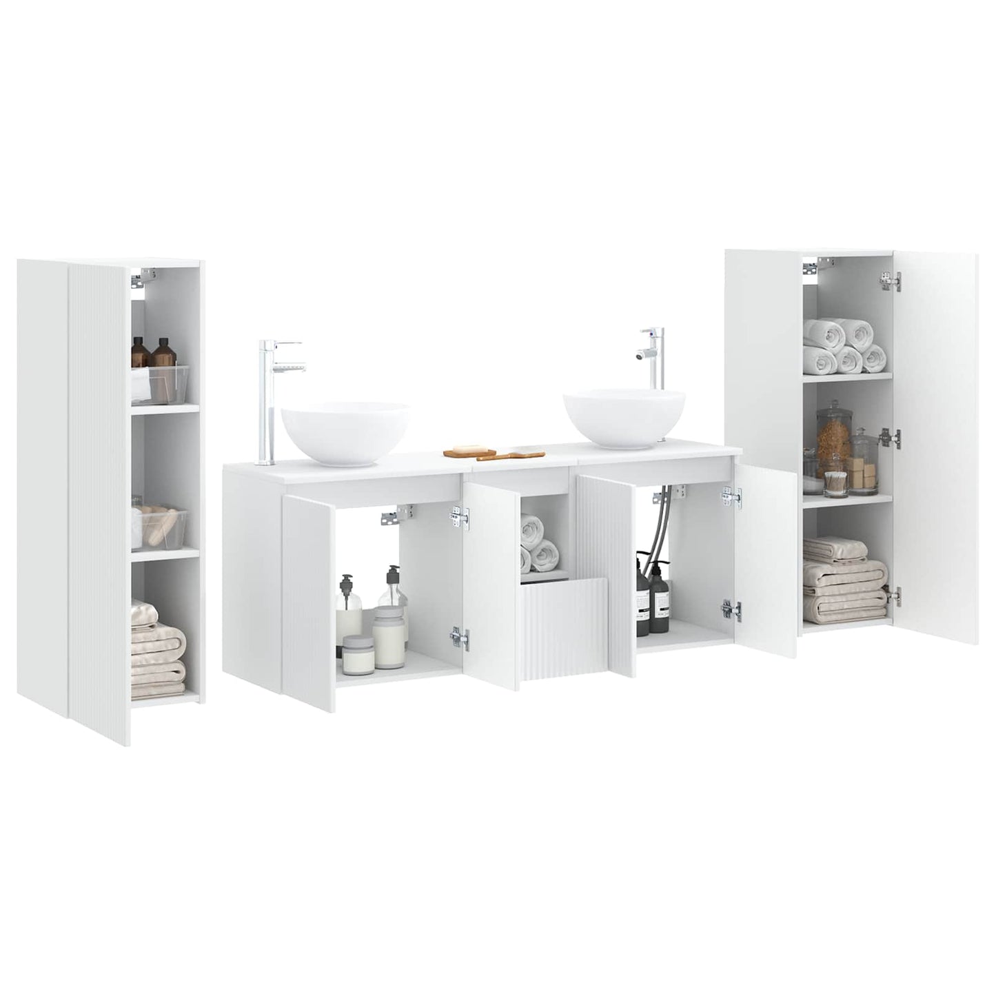 Badkamermeubelset 5 st Wit 33 x 34,5 x 100 cm Bewerkt hout