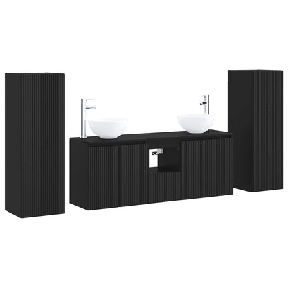 Badkamermeubelset 5 st Zwart 33 x 34,5 x 100 cm Bewerkt hout