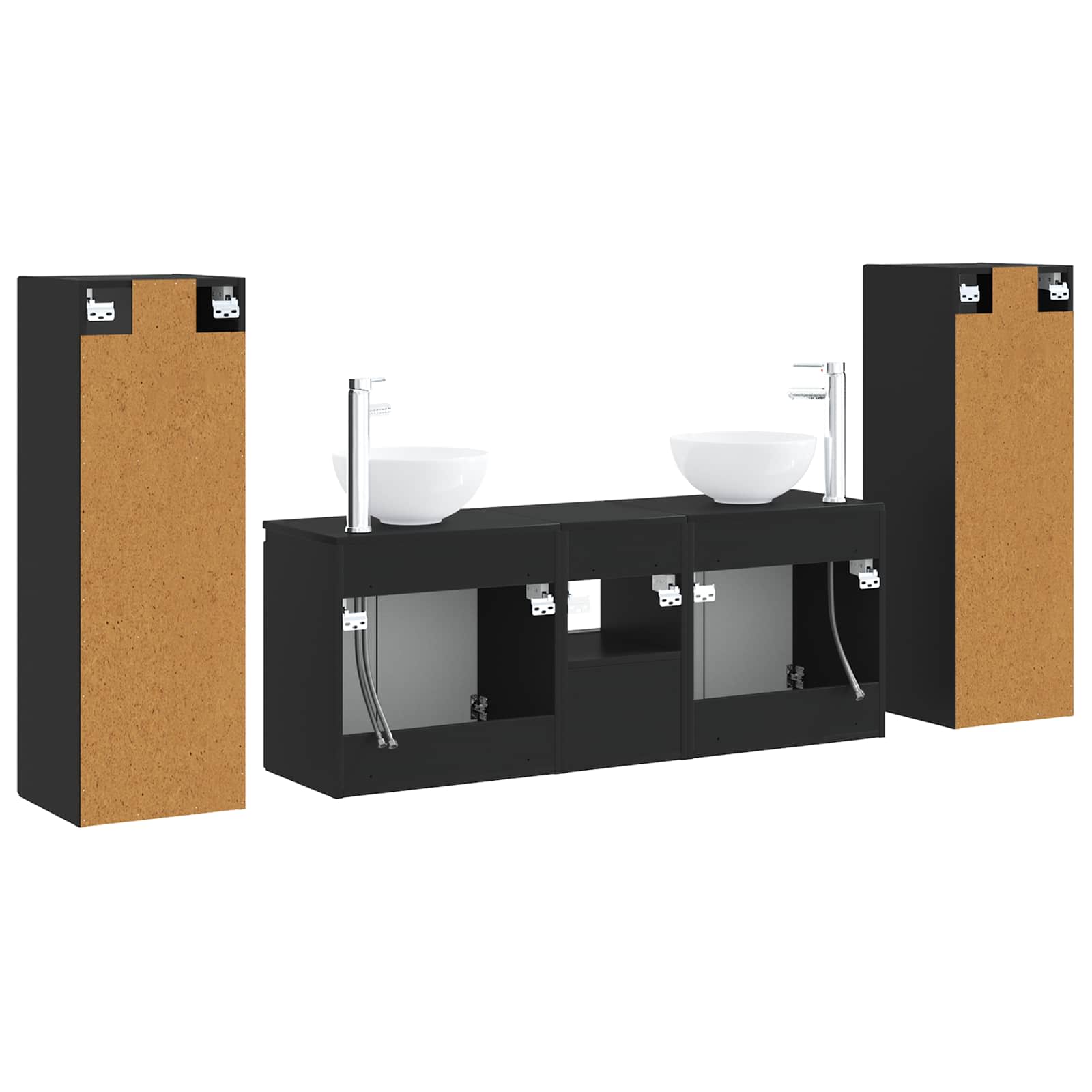Badkamermeubelset 5 st Zwart 33 x 34,5 x 100 cm Bewerkt hout