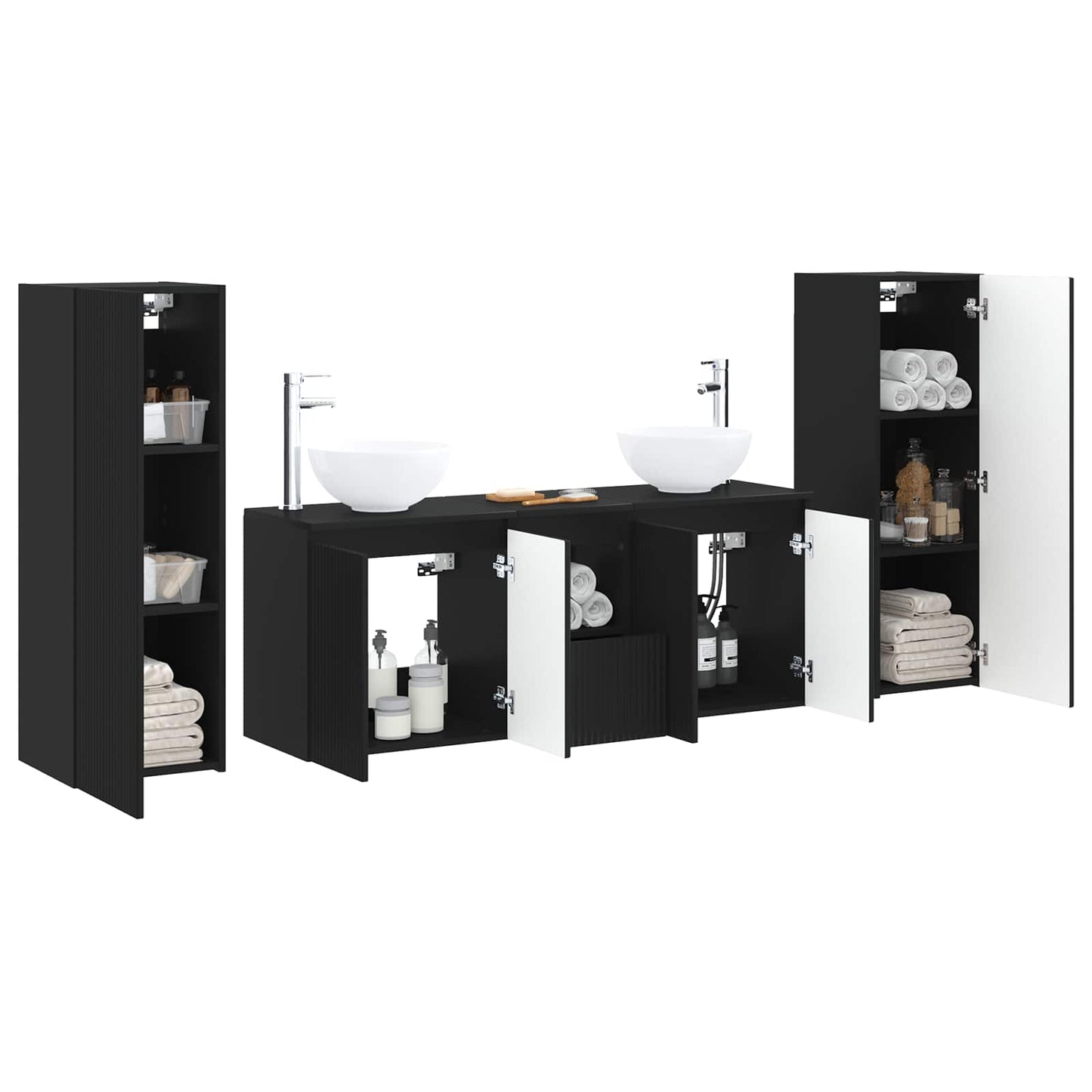 Badkamermeubelset 5 st Zwart 33 x 34,5 x 100 cm Bewerkt hout