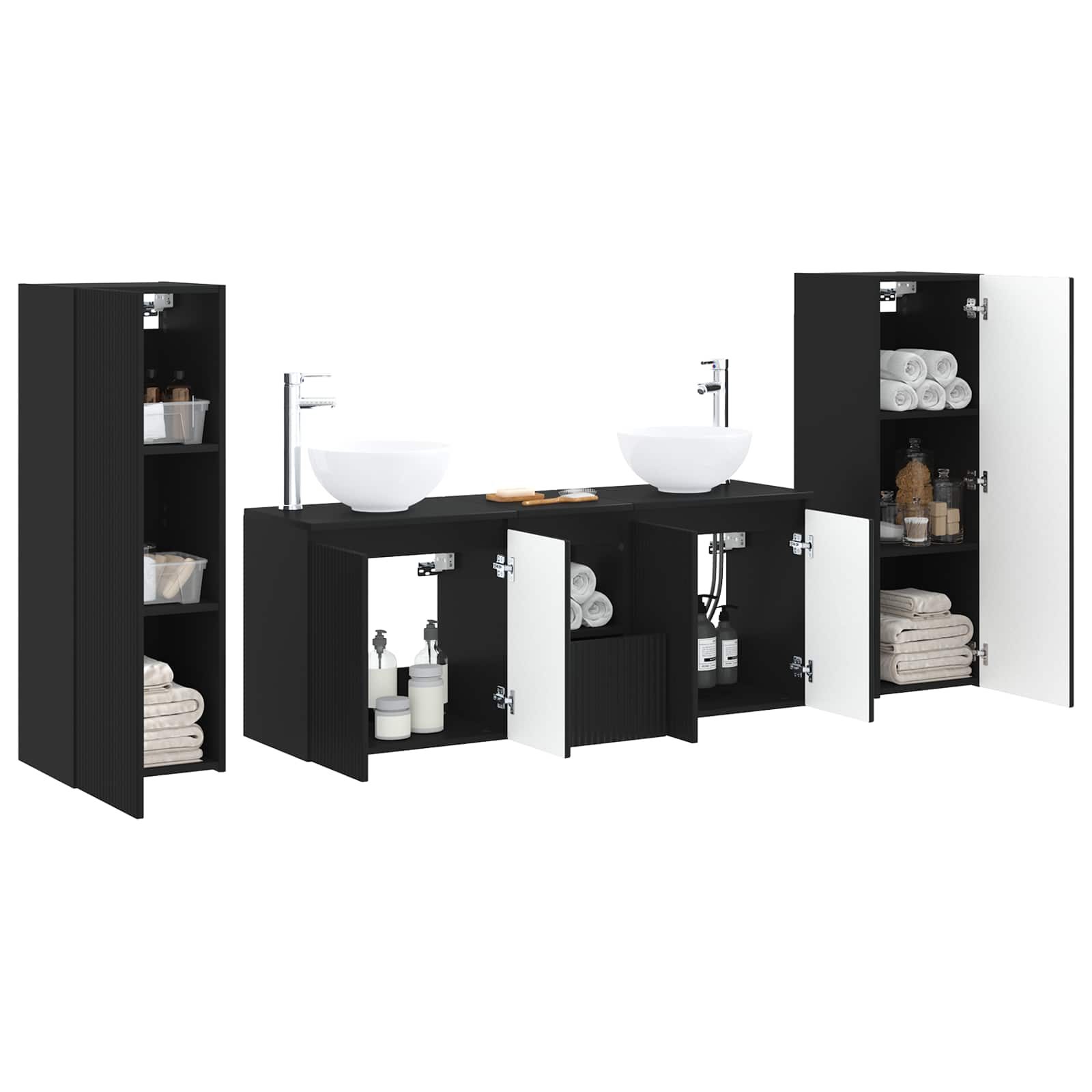 Badkamermeubelset 5 st Zwart 33 x 34,5 x 100 cm Bewerkt hout