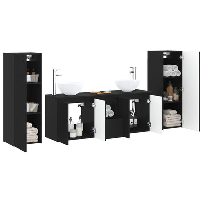 Badkamermeubelset 5 st Zwart 33 x 34,5 x 100 cm Bewerkt hout