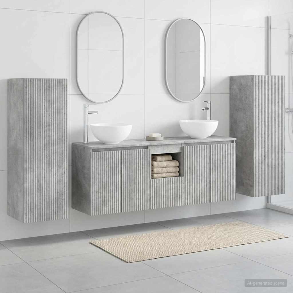 Badkamermeubelset 5 st Betongrijs 33 x 34,5 x 100 cm