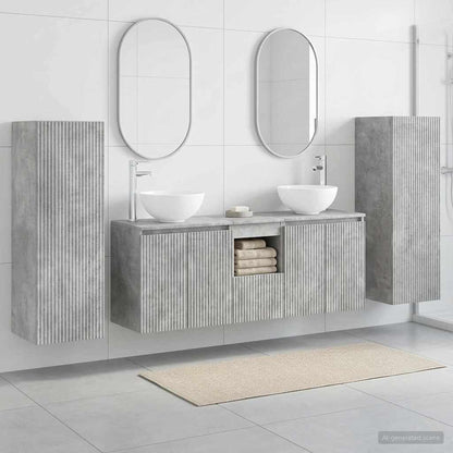 Badkamermeubelset 5 st Betongrijs 33 x 34,5 x 100 cm