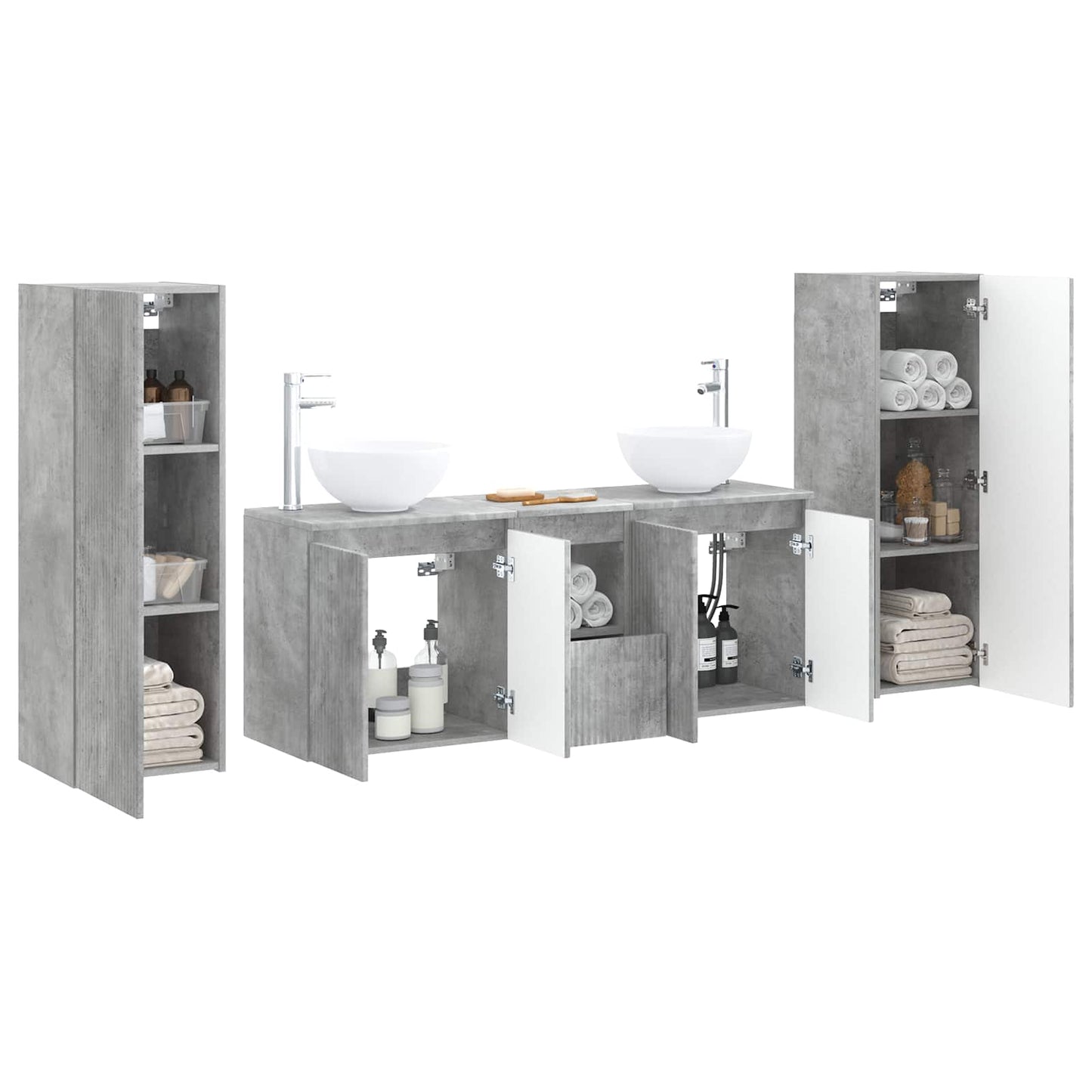 Badkamermeubelset 5 st Betongrijs 33 x 34,5 x 100 cm
