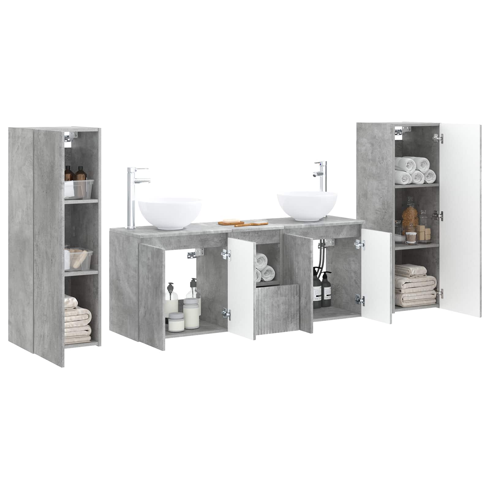 Badkamermeubelset 5 st Betongrijs 33 x 34,5 x 100 cm