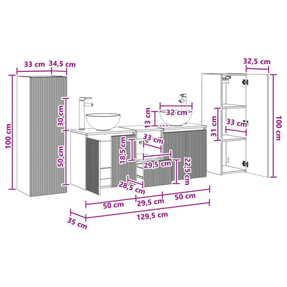 Badkamermeubelset 5 st Betongrijs 33 x 34,5 x 100 cm