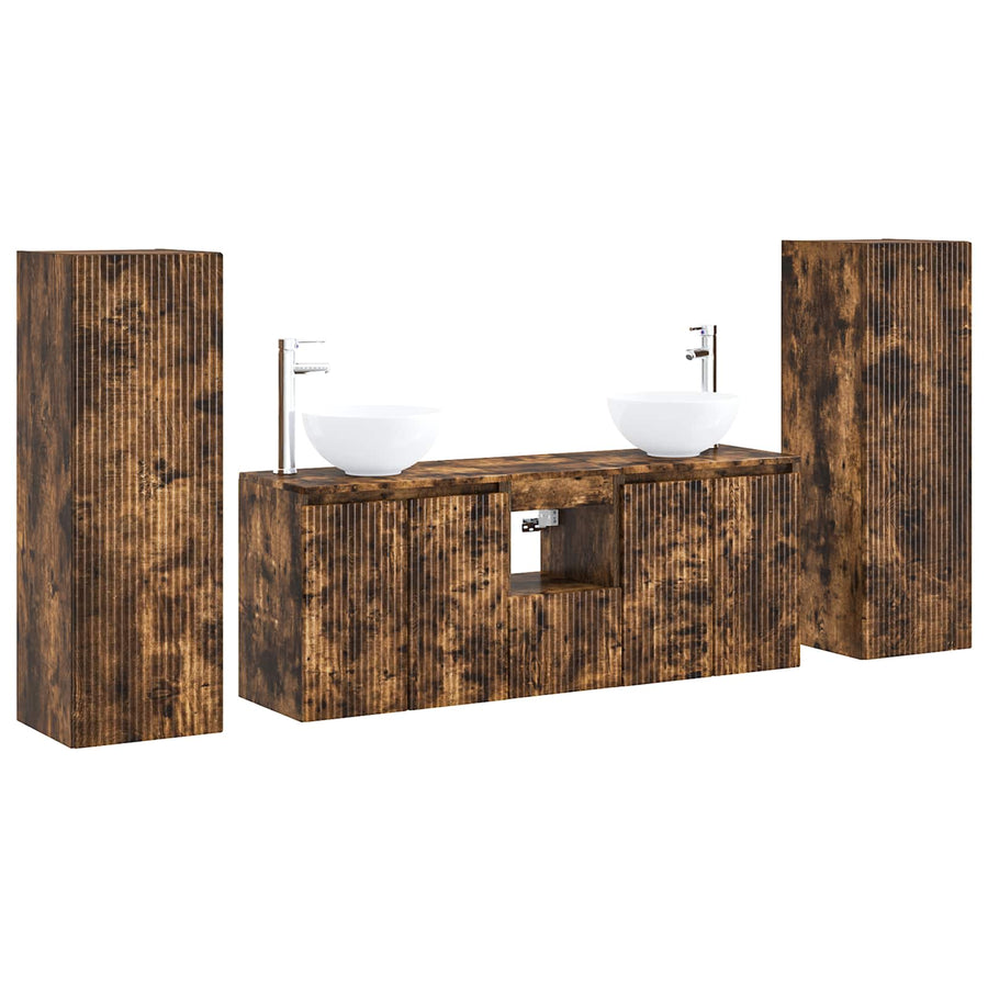 Badkamermeubelset 5 st Gerookt eiken 33 x 34,5 x 100 cm