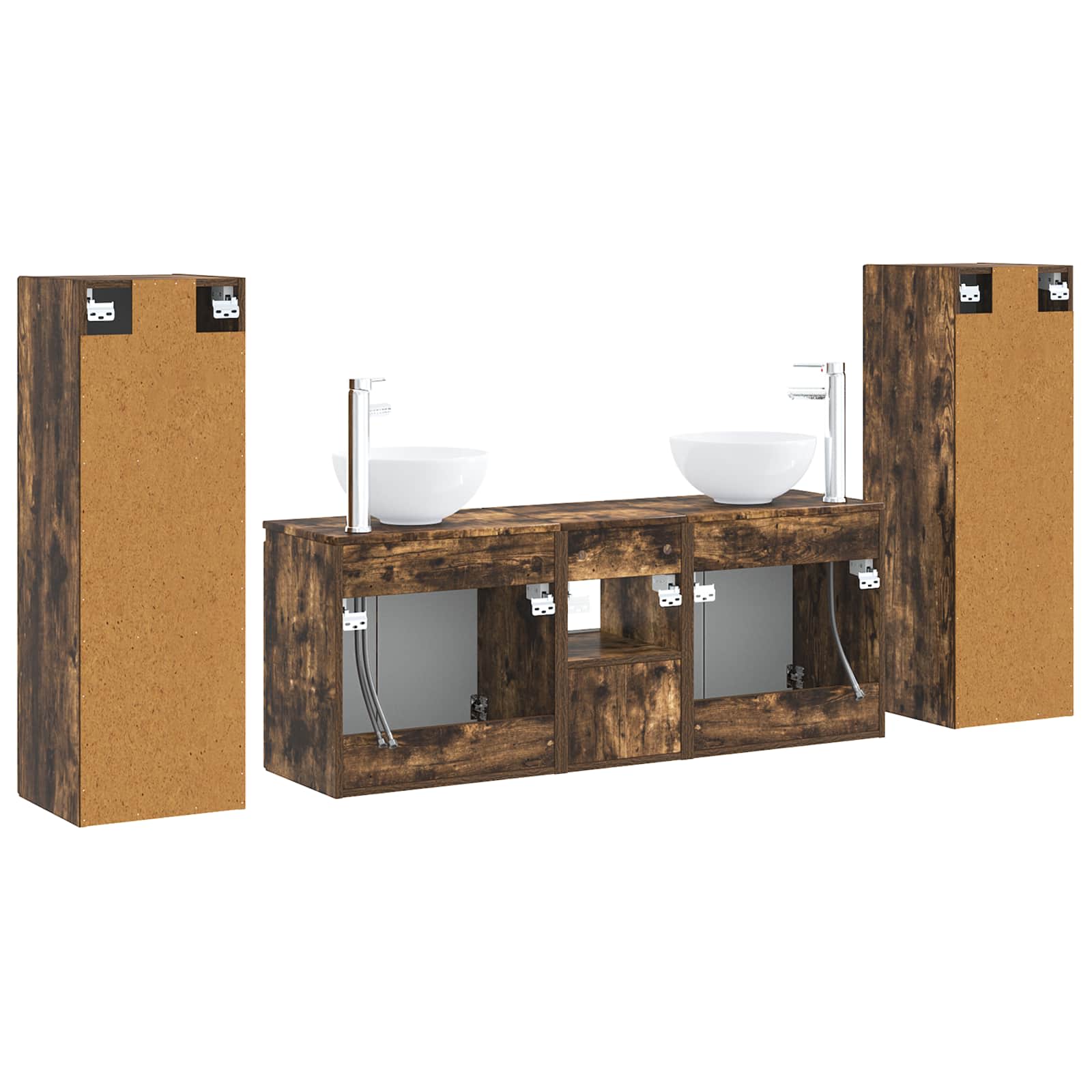 Badkamermeubelset 5 st Gerookt eiken 33 x 34,5 x 100 cm