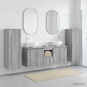 Badkamermeubelset 5 st grijs 33x34,5x100 cm