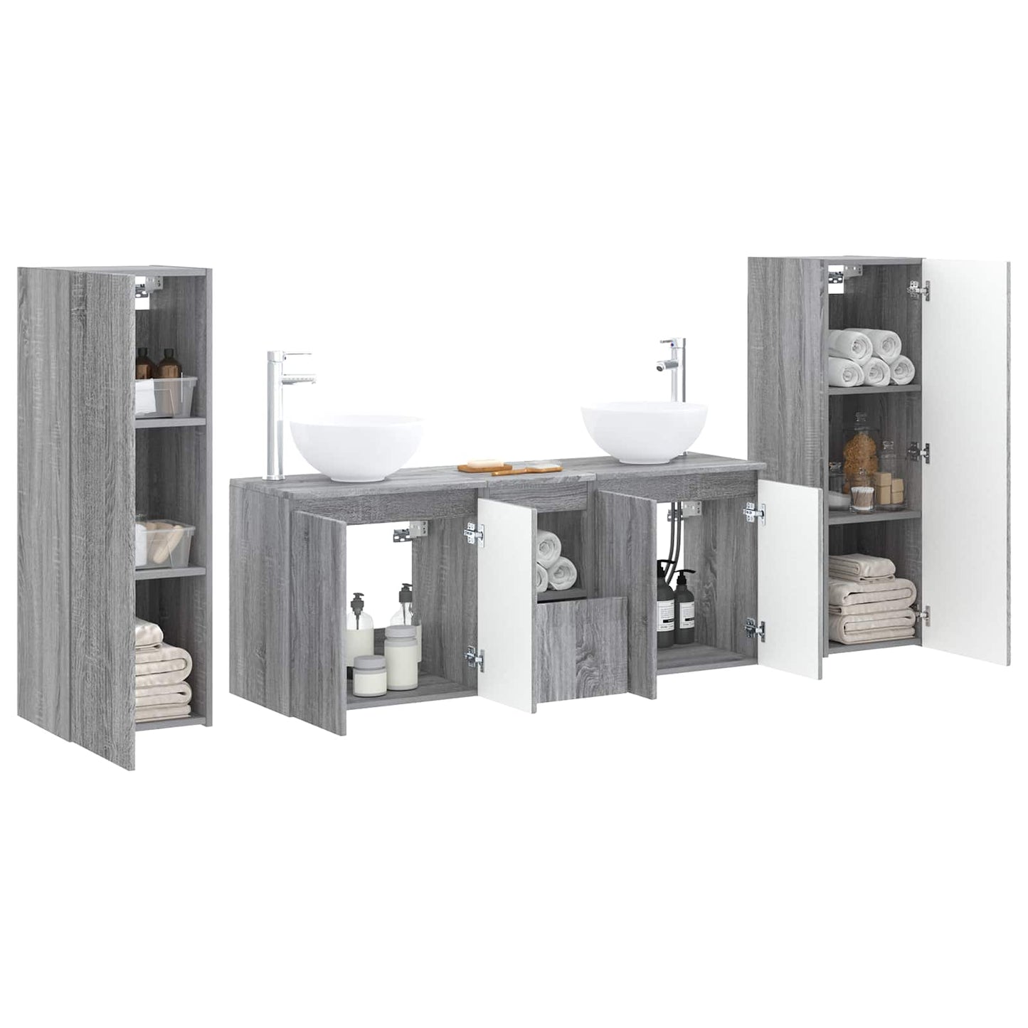 Badkamermeubelset 5 st Grijs Sonoma 33 x 34,5 x 100 cm