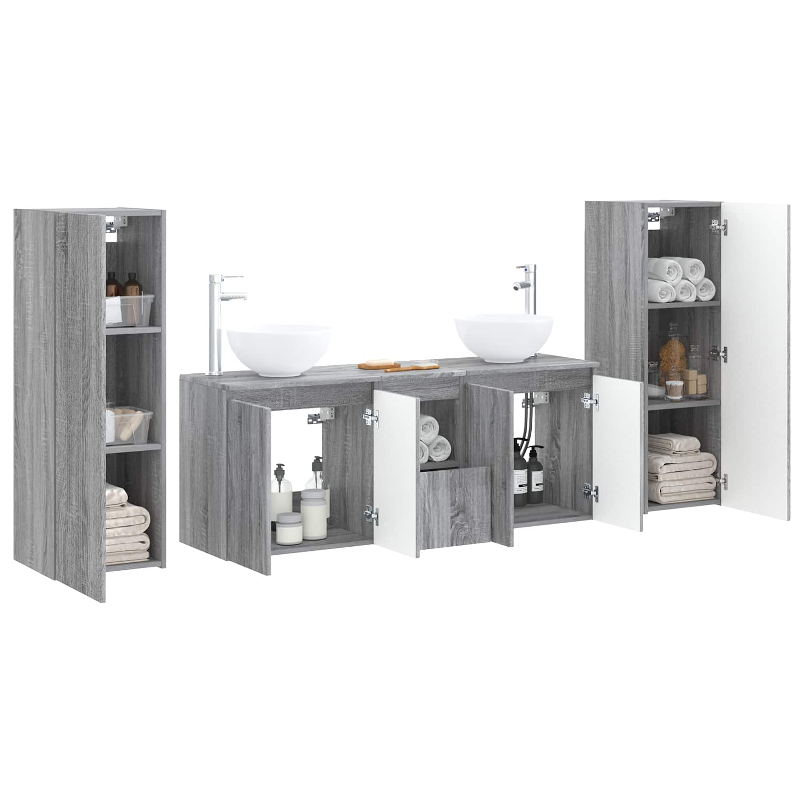 Badkamermeubelset 5 st Grijs Sonoma 33 x 34,5 x 100 cm