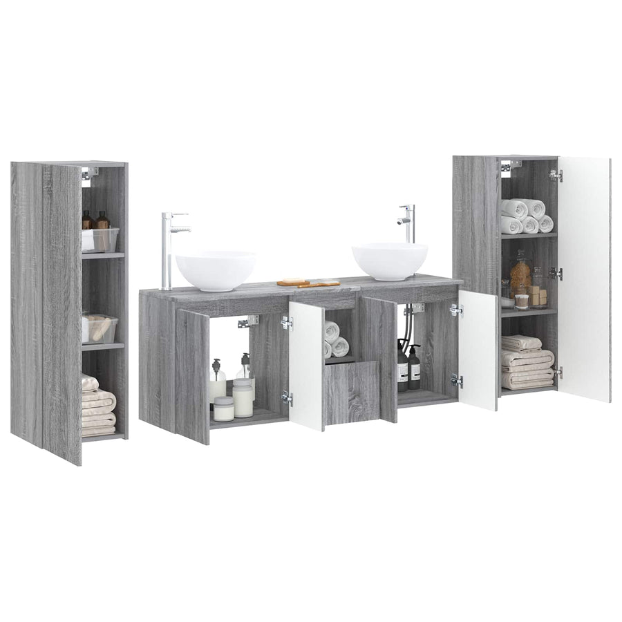 Badkamermeubelset 5 st Grijs Sonoma 33 x 34,5 x 100 cm