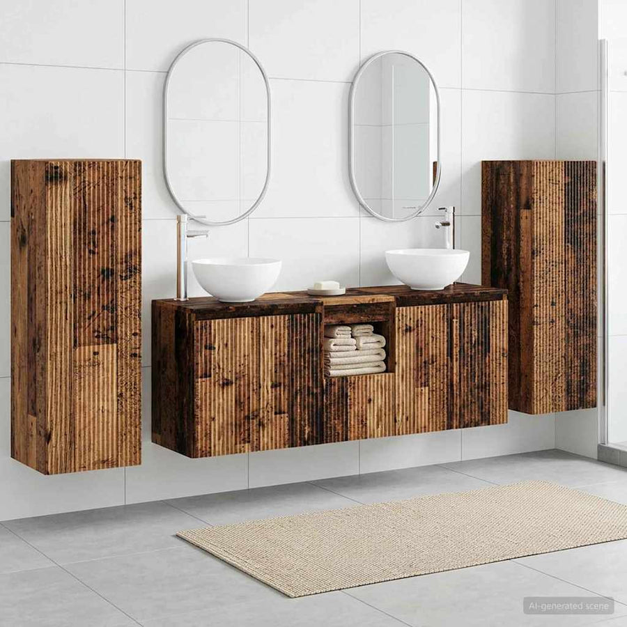 Badkamermeubelset 5 st Oud hout 33 x 34,5 x 100 cm Bewerkt hout