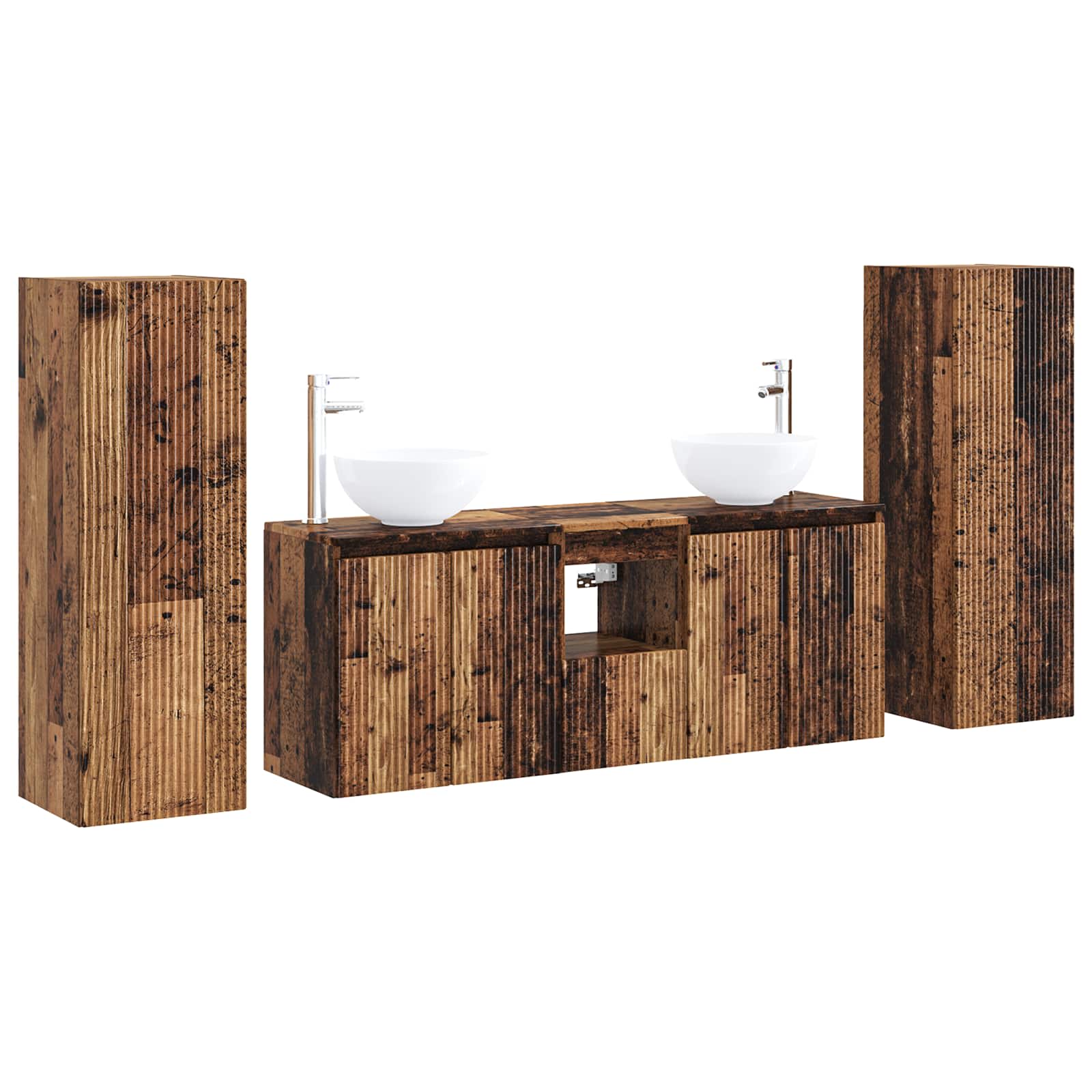 Badkamermeubelset 5 st Oud hout 33 x 34,5 x 100 cm Bewerkt hout