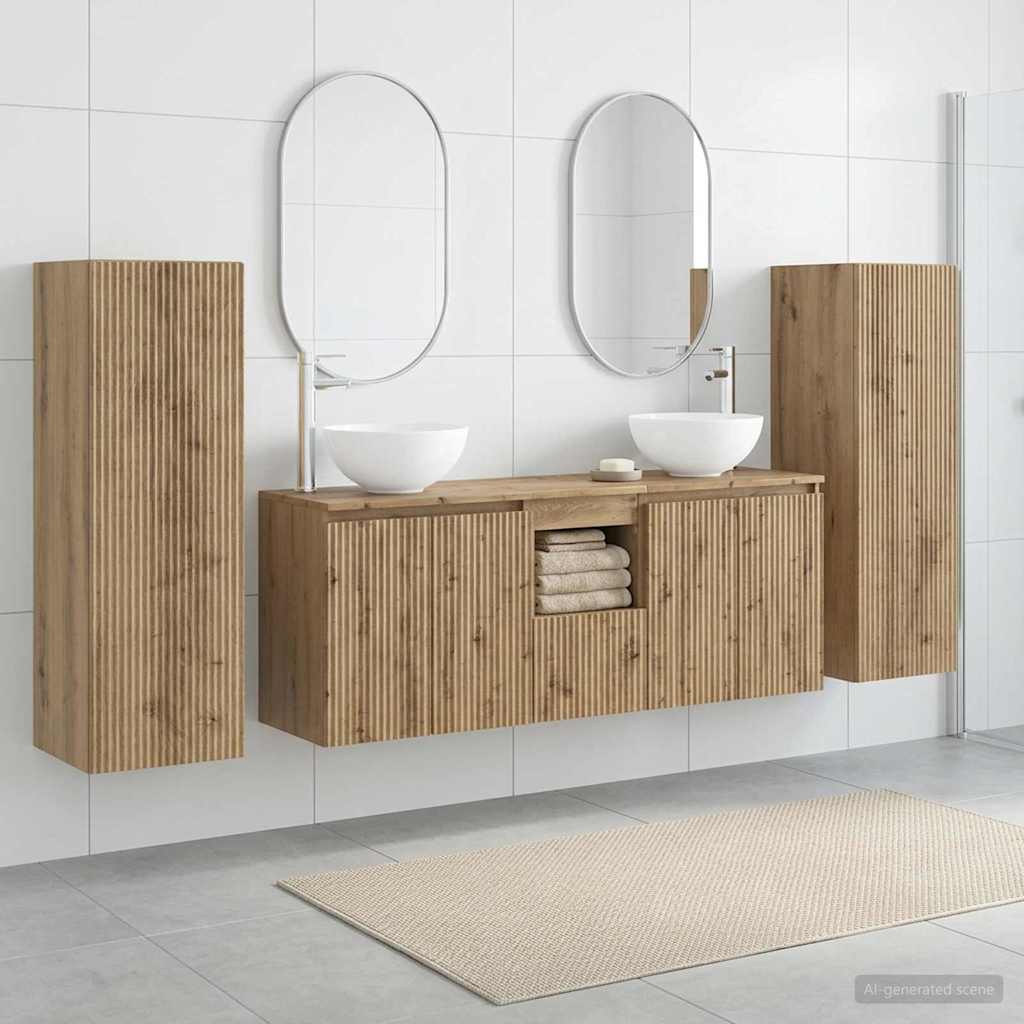 Badkamermeubelset 5 st Artisanaal eiken 33 x 34,5 x 100 cm