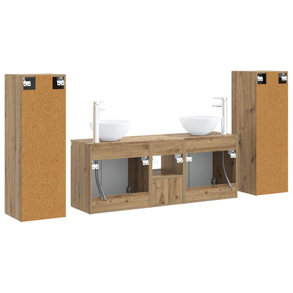 Badkamermeubelset 5 st Artisanaal eiken 33 x 34,5 x 100 cm