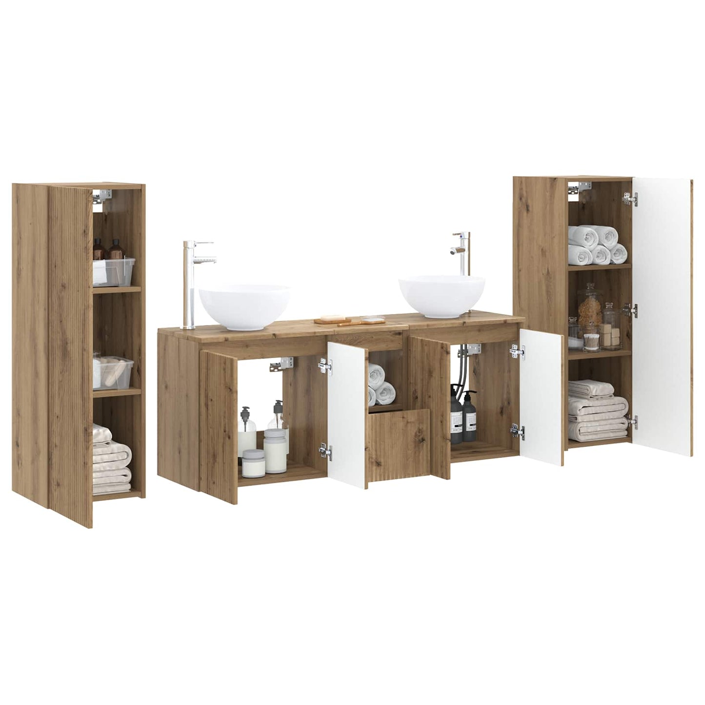 Badkamermeubelset 5 st Artisanaal eiken 33 x 34,5 x 100 cm