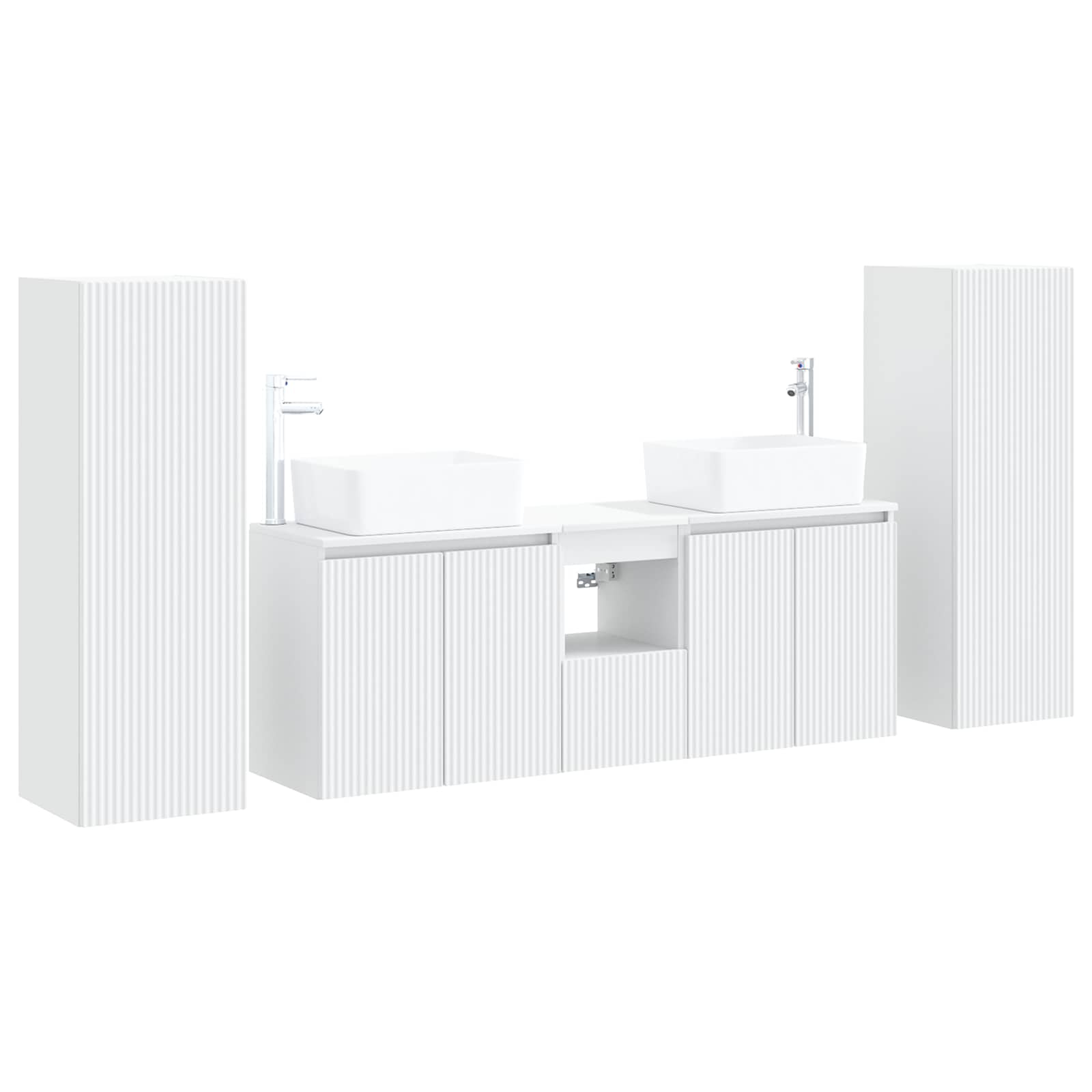 Badkamermeubelset 5 st Wit 33 x 34,5 x 100 cm Bewerkt hout