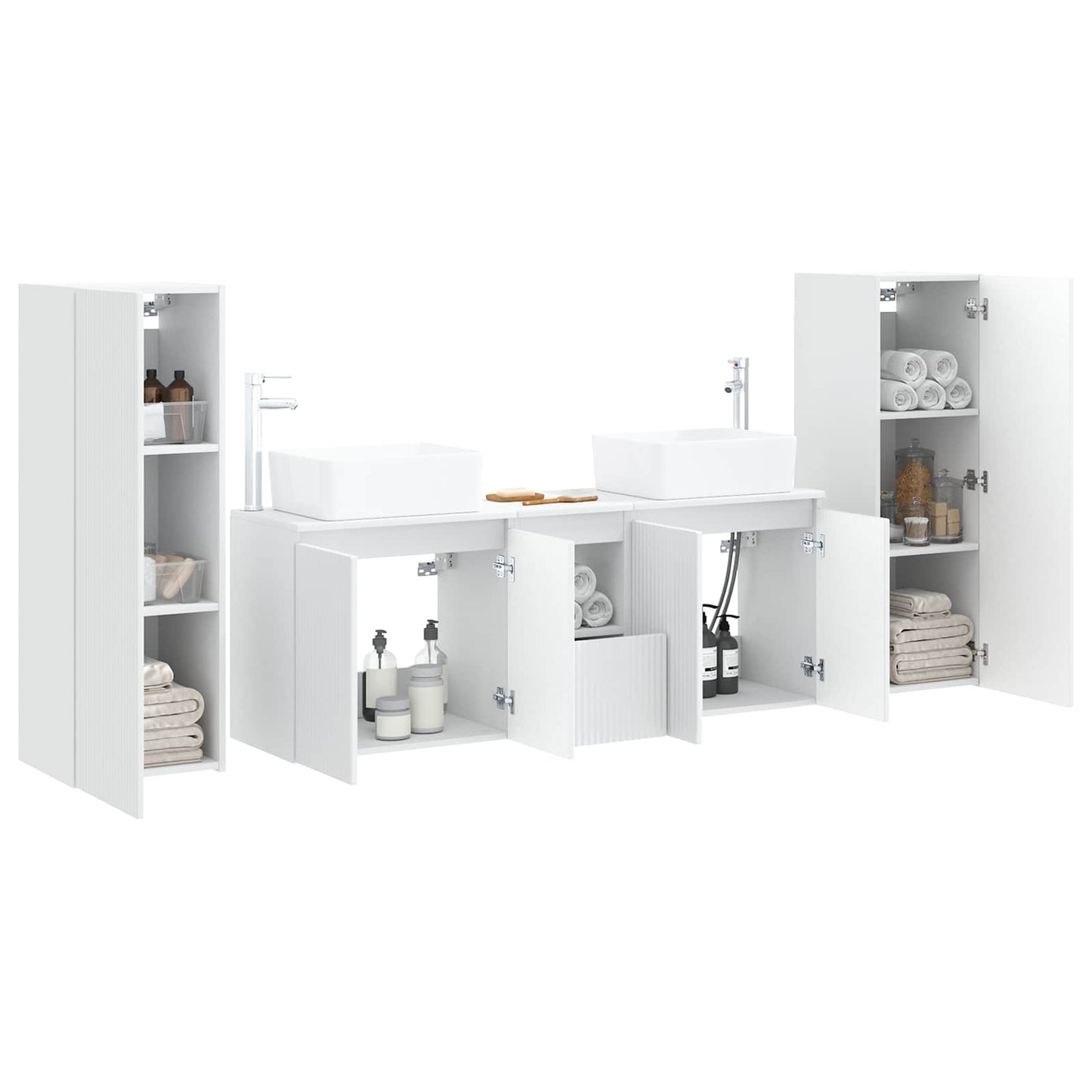 Badkamermeubelset 5 st Wit 33 x 34,5 x 100 cm Bewerkt hout
