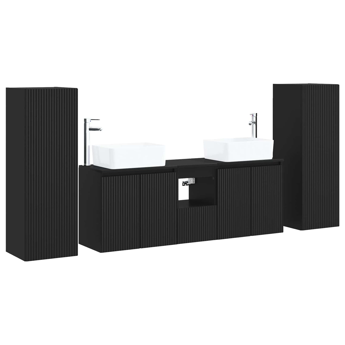 Badkamermeubelset 5 st Zwart 33 x 34,5 x 100 cm Bewerkt hout