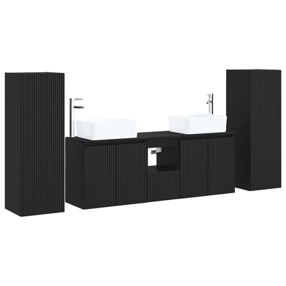 Badkamermeubelset 5 st Zwart 33 x 34,5 x 100 cm Bewerkt hout