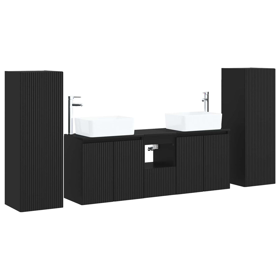 Badkamermeubelset 5 st Zwart 33 x 34,5 x 100 cm Bewerkt hout