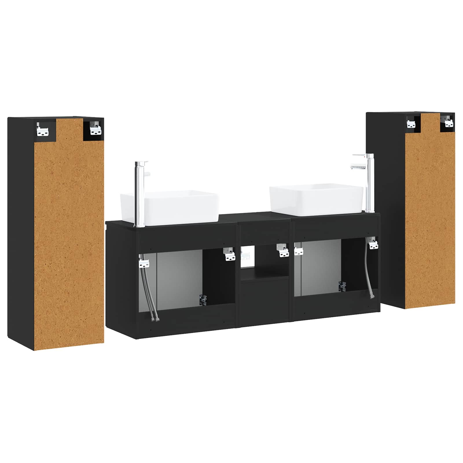 Badkamermeubelset 5 st Zwart 33 x 34,5 x 100 cm Bewerkt hout