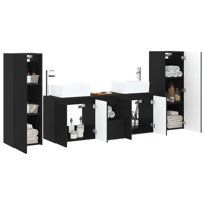 Badkamermeubelset 5 st Zwart 33 x 34,5 x 100 cm Bewerkt hout