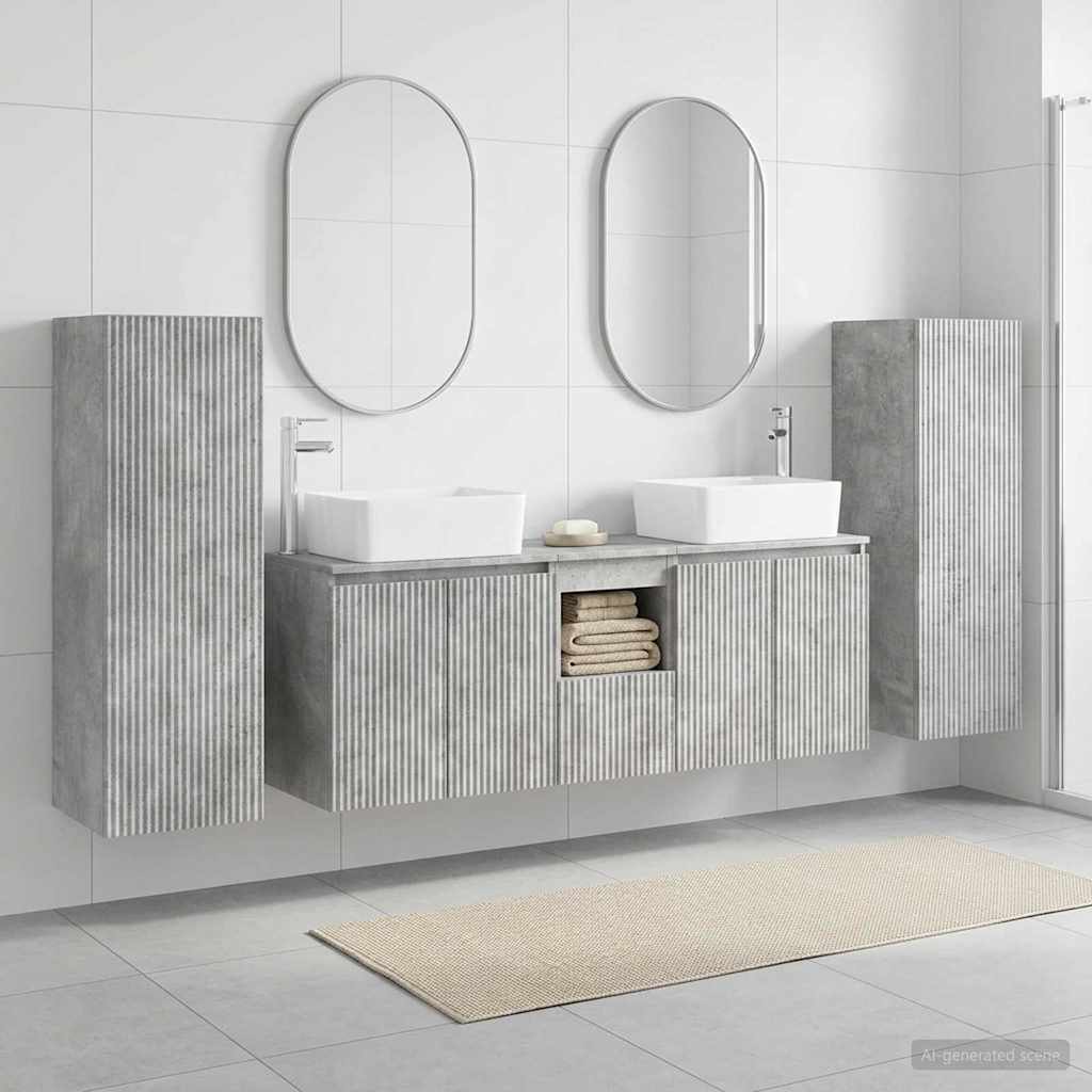Badkamermeubelset 5 st Betongrijs 33 x 34,5 x 100 cm